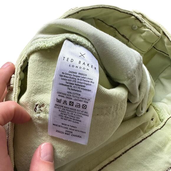 TED BAKER Mint Light Green Zahhra Denim Jeans Button Fly 30 High Rise Straight - Picture 5 of 7